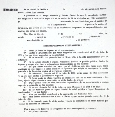 Model d’imprés de l’interrogatori fonamental