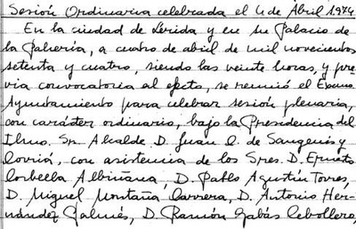 Consulta en línea de las Actas del Pleno de 1974.