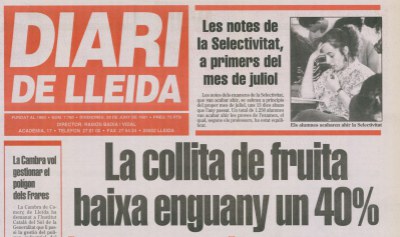 Digitalització del Diari de Lleida de juny de 1991 a juny de 1992